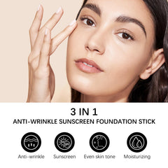 3-in-1 foundation stick beige shade swatch on skin
