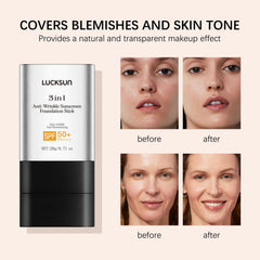 3-in-1 foundation stick suitable for sensitive and mature skin types.