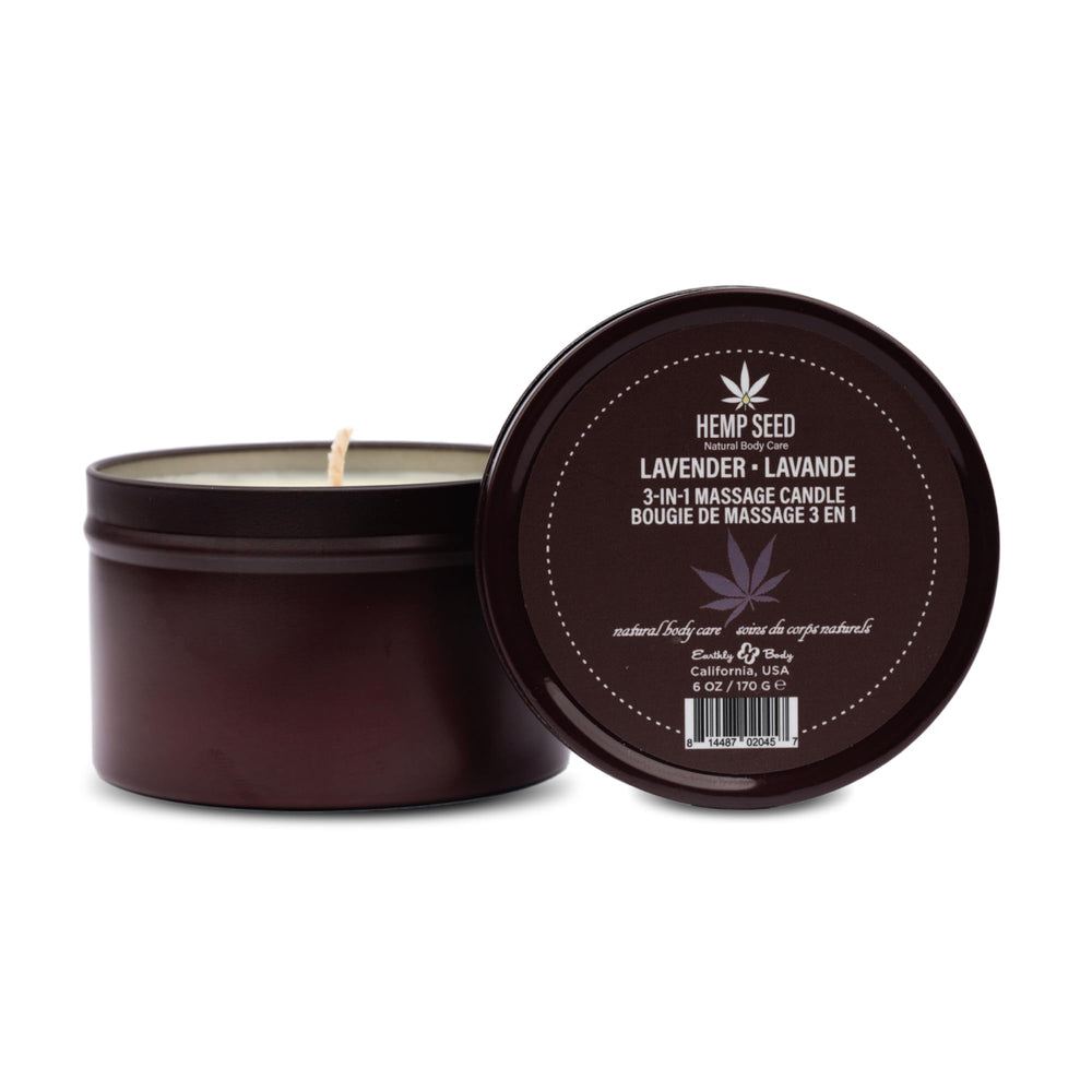 Product shot: 3-in-1 massage candle lavender 6 oz