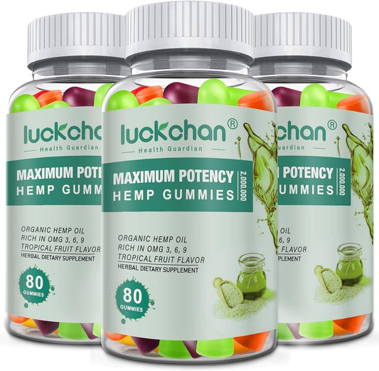 Three-pack advanced extra strength hemp gummies for sleep, pain, and anxiety