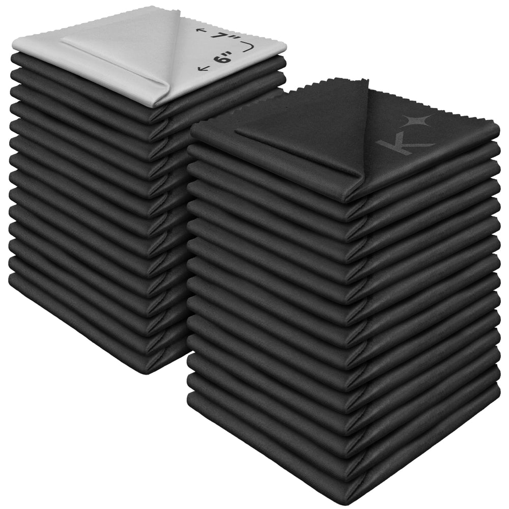 Thirty-piece set of Japanese-style microfiber glasses cleaning cloths in dark gray
