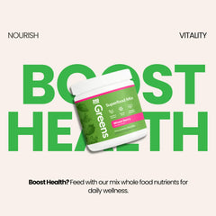 Nutrition facts label on the 310 Nutrition Greens Powder packaging