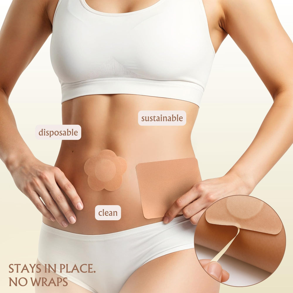 Castor oil patches displayed with multiple sizes