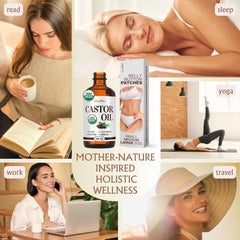 Label shows hexane-free, non-GMO and organic castor oil