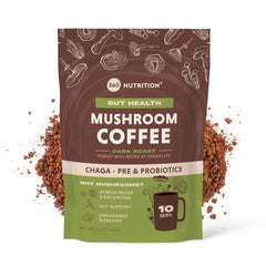 360 Nutrition Instant Mushroom Coffee with Chaga and prebiotics – dark roast 5 oz canister