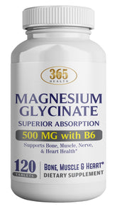 365 Health Magnesium Glycinate 500mg bottle label