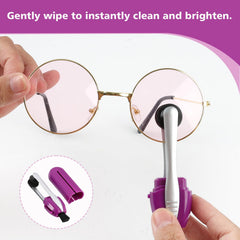Close-up of microfiber tips cleaning lens