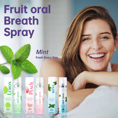 Close-up of 3PCS Oral Breath Spray bottle showing mint-fruit flavor label