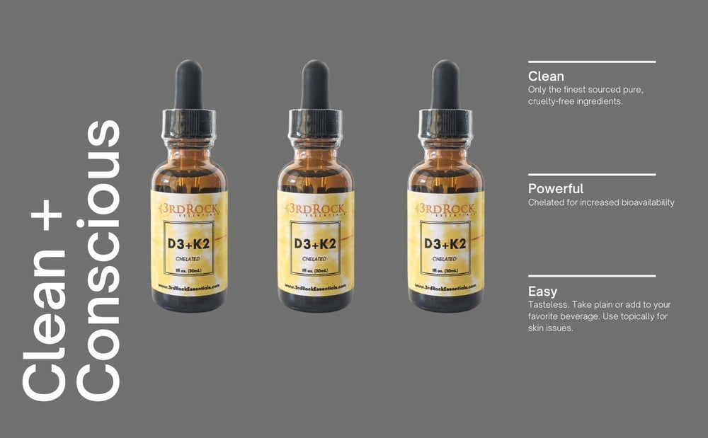 3rd Rock Essentials D3 K2 bottle with 1 fl oz label