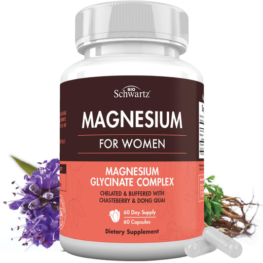 Front of the 60-capsule bottle of 4-in-1 Magnesium Complex for Women