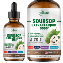 Front view of the 2 oz bottle of 4-in-1 Soursop Bitters Liquid