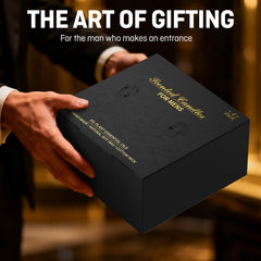 Close-up of the 4-pack candle set in matte black tins