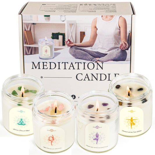 4-pack crystal soy candles in white jars - product image 1