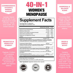 Herbal ingredients like Dong Quai and Red Clover around capsules