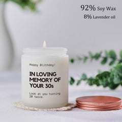 Lavender and eucalyptus scented soy candle for 40th birthday