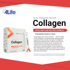 Back of the box and packaging details for 4Life Transfer Factor Collagen