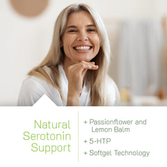 Graphic illustrating serotonin production boosted by 5-HTP