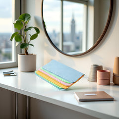 Fine fiber glasses cleaning cloth laid flat