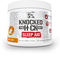 5% Nutrition Rich Piana Knocked Out bottle on nightstand for post-workout sleep support