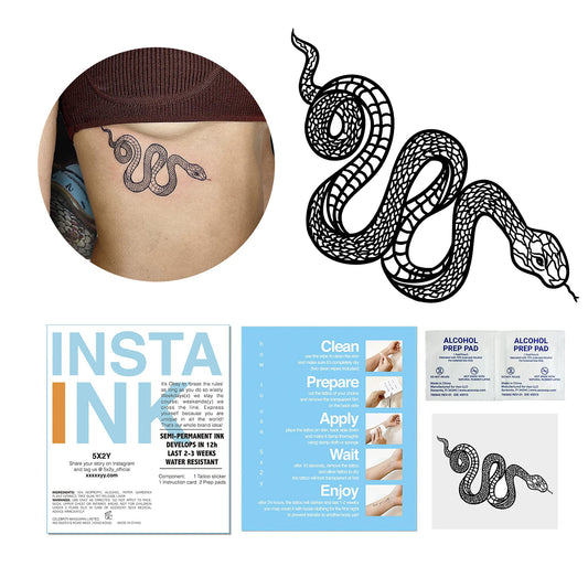 5X2Y Tattoo Tech snake design on skin for a realistic, long-lasting look