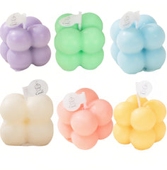 Pastel lavender bubble-shaped mini soy candle in frosted jar
