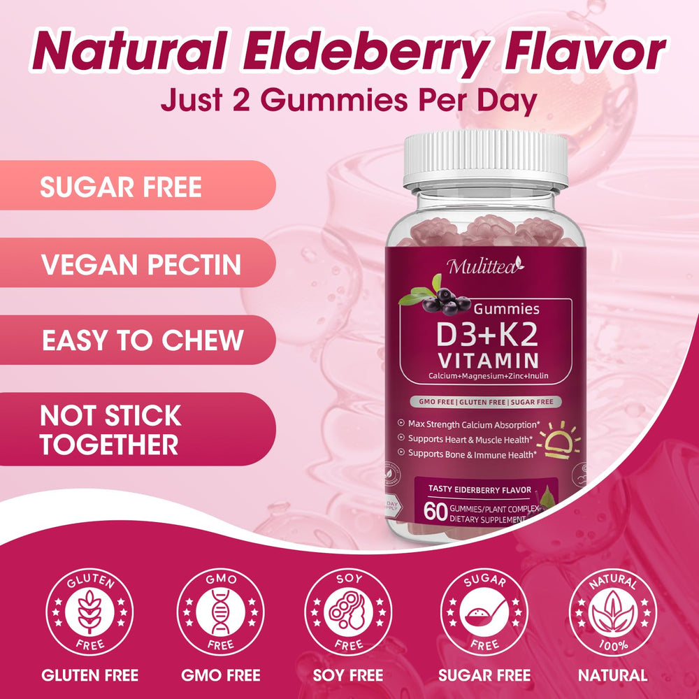 60-count bottle of elderberry flavored gummies