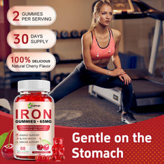 60-count bottle of cherry iron gummies