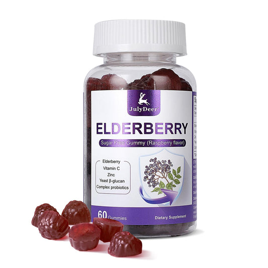 Label of Sambucus Elderberry Gummies bottle showing 60 gummies