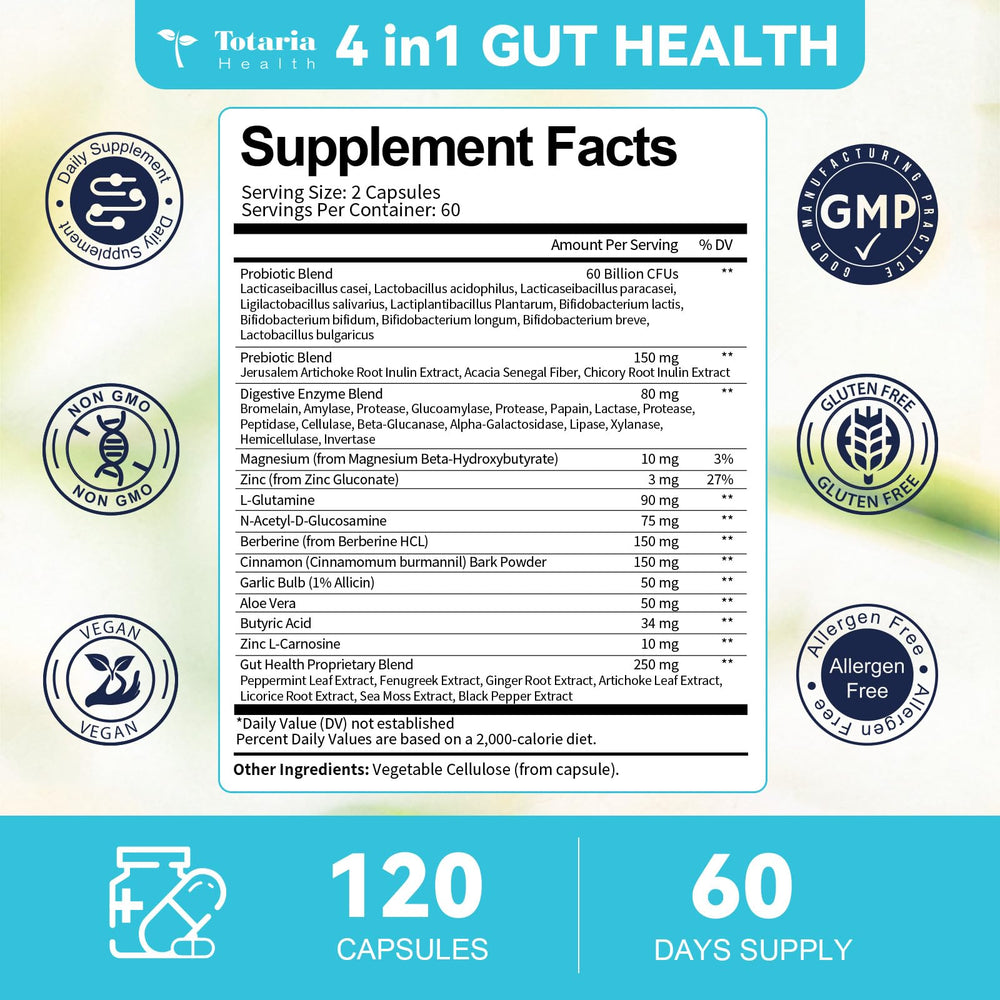 Graphic illustrating 60 billion CFU probiotic strains for gut health