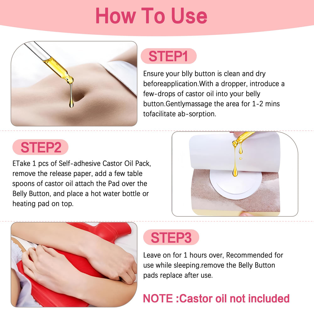 Single-use castor oil belly patch with release paper