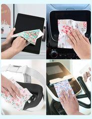 Soft microfiber fabric cleaning cloths for lenses and screens with flower motifs