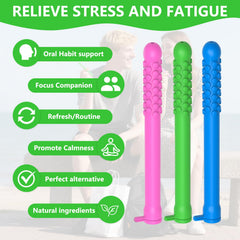 Side view of portable silicone chewable sticks