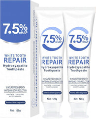 7.5% Hydroxyapatite toothpaste hero image with tube