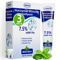 Toothpaste tube front view showing 7.5% nano-hydroxyapatite
