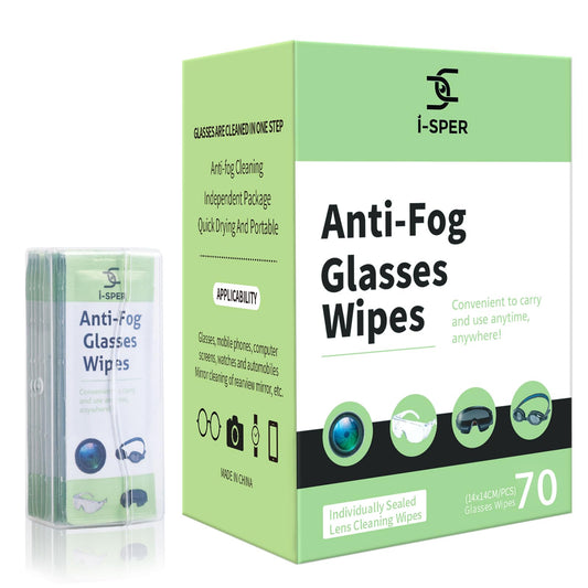 70-count anti-fog lens wipes in carrying box for eyeglasses