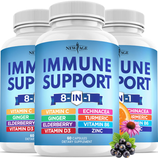 Front view of the 8-in-1 Immune Support bottle