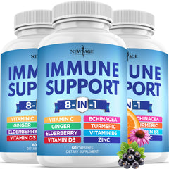 Front view of the 8-in-1 Immune Support bottle