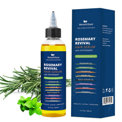 Hero image showing 6.7 oz bottle of 8-oil hair growth oil with rosemary and peppermint