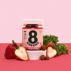 Strawberry flavor and gummy texture close-up