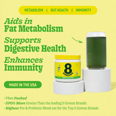 Side view of 8Greens powder bottle with label