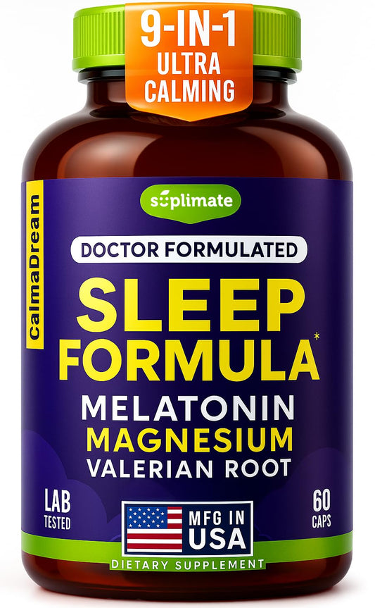Bottle of 9-in-1 Melatonin Sleep Aid - USA Made
