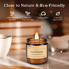Three sage-scented soy candles in amber jars (3-pack)