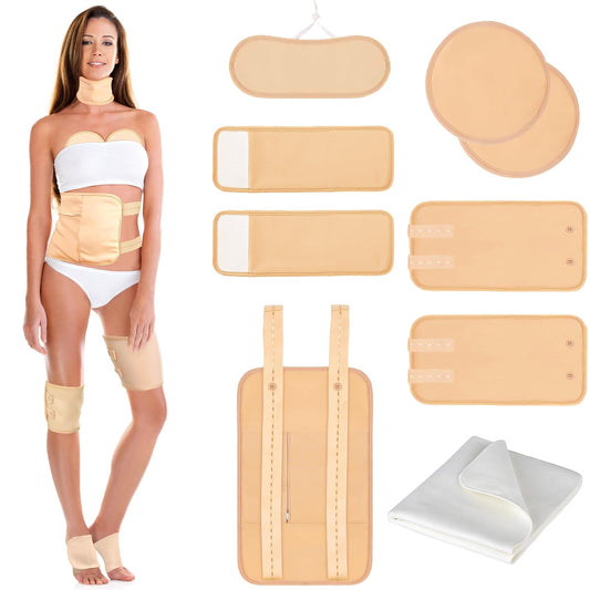 9 piece castor oil pack wrap neck area with organic cotton