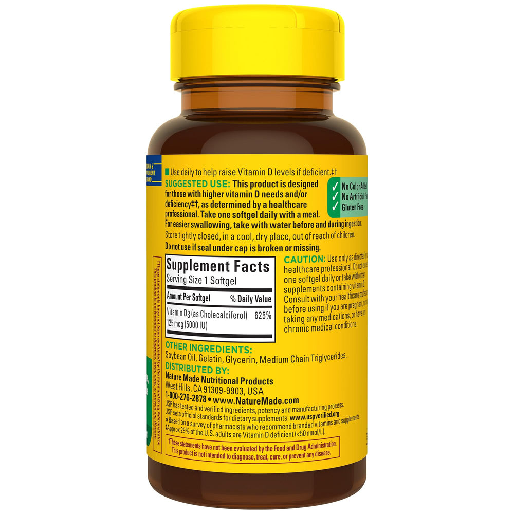 90-day supply graphic for Nature Made D3 5000 IU softgels
