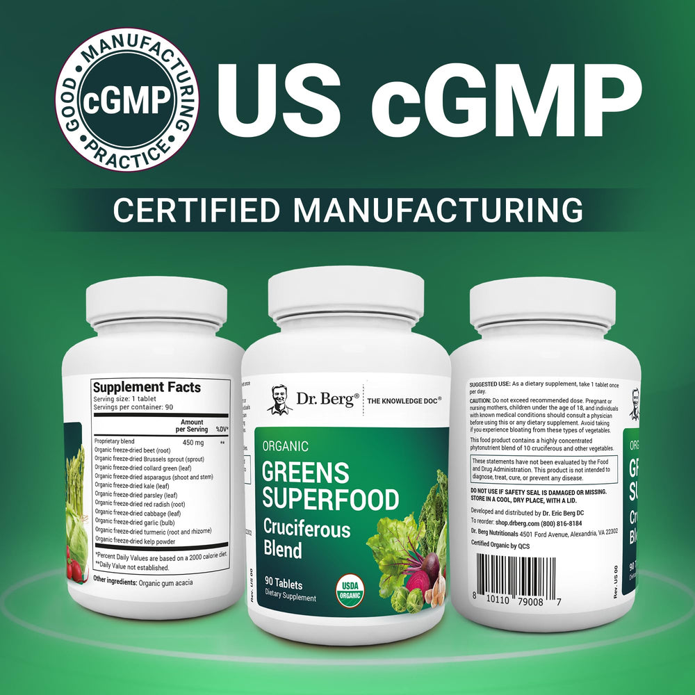 90-count bottle of Dr. Berg's Greens Superfood