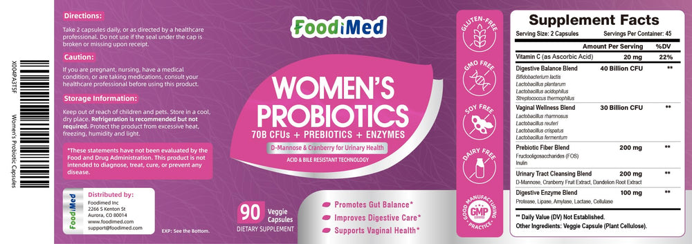 90-count veggie capsules package for women probiotic