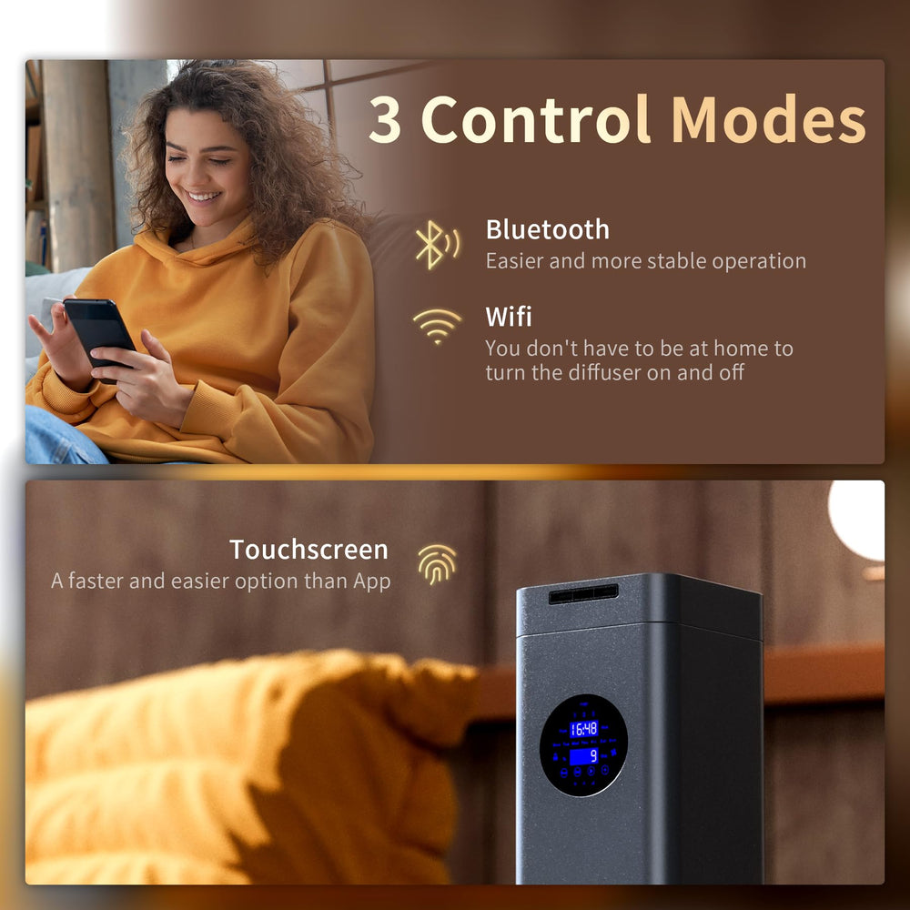 Aromadd LED touchscreen interface on the scent diffuser