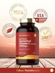 Back of the bottle showing ingredients for Tahoe Liposomal Vitamin C