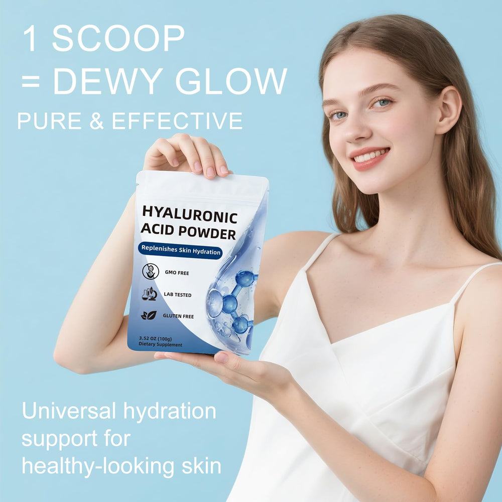 Hyaluronic acid powder blending into serums and creams