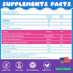 Berry-flavored sugar-free calcium citrate gummies with Vitamin D3 and K2